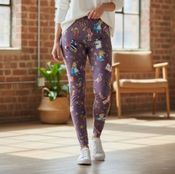 LuLaRoe Pants - Alice In Wonderland LulaRoe Purple Graphic Leggings